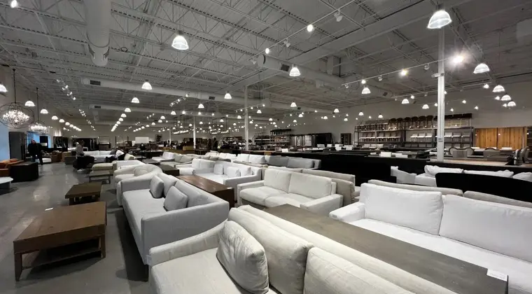 Furniture displayed in a commercial showroom